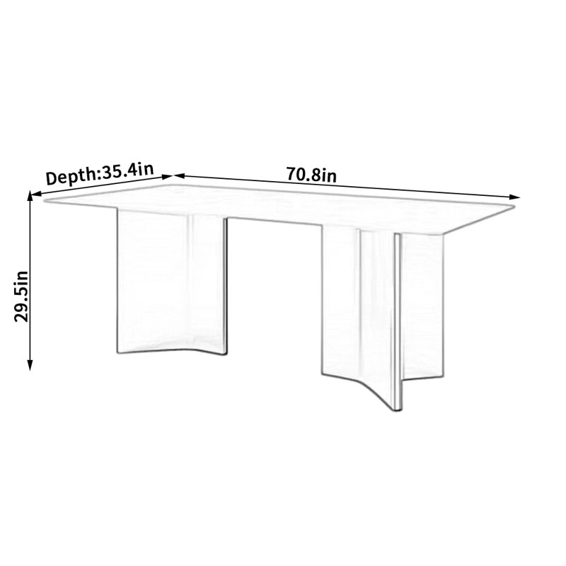 Table de salle à manger Modern, H 29,5 po x L 70,8 po x l 35,4 po