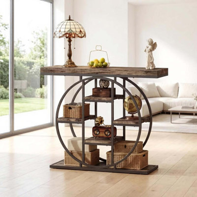 Console moderne avec tablettes à plusieurs niveaux et rangement polyvalent