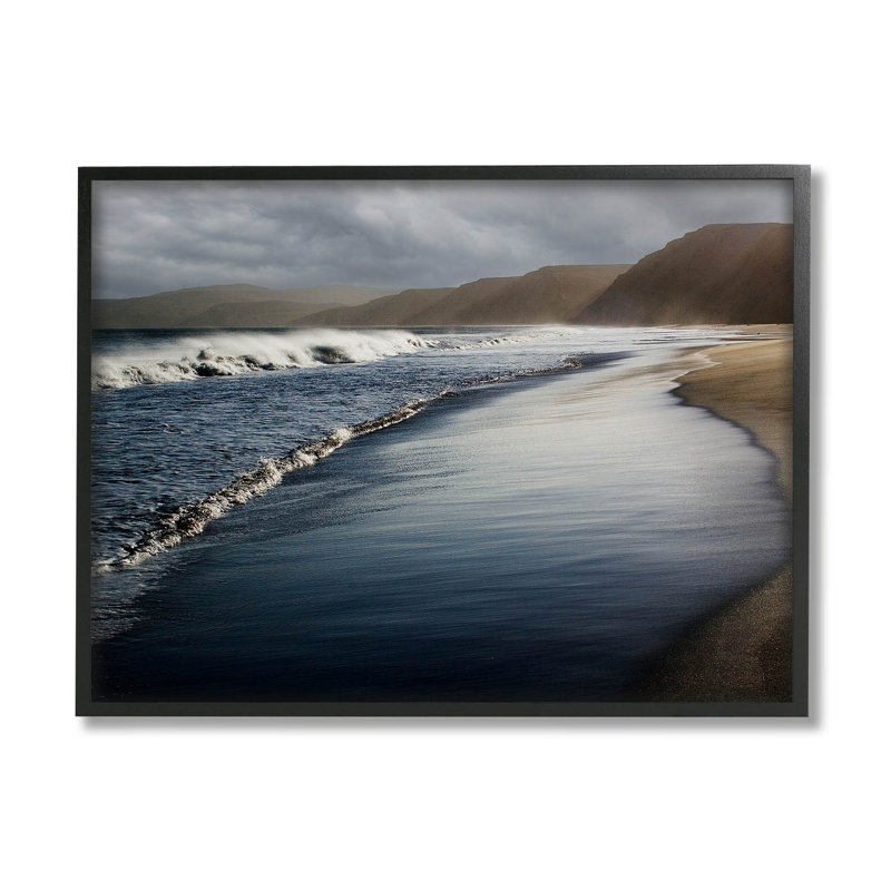 " Beach Foam Rolling Waves " Color Photography Print, 11" H x 14" W x 1.5" D, Midnight Black Framed Giclee