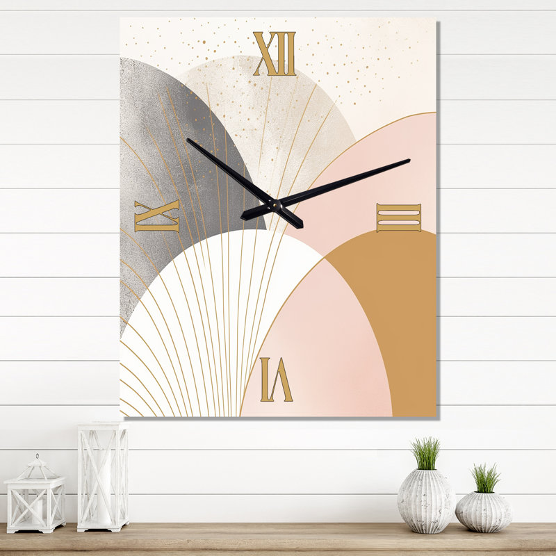 Géométrie de la sérénité en or rose rétro - horloge murale moderne géométrique, H 32 po x l 24 po x P 1 po