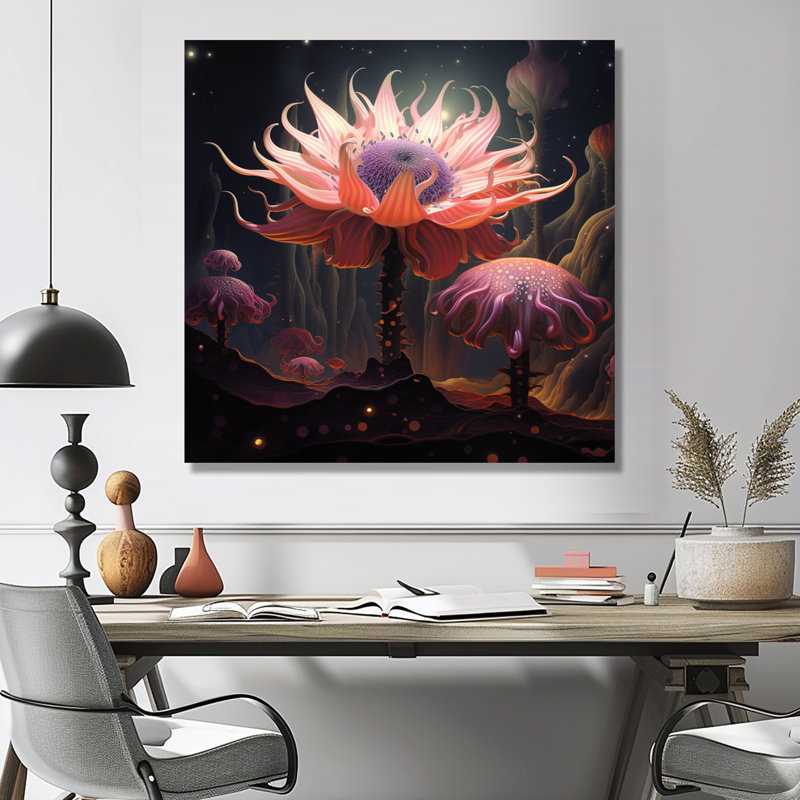 «Rose Magical Peony Alien Flower», impression d'art floral moderne, Sans cadre, métal, H 30 po x l 30 po