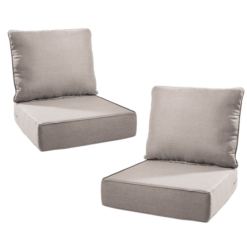 Wickes 24 In. X 24 In. Outdoor Deep Seating Lounge Chair Cushion 6" Thick Water-Resistant Seat/Back Cushion, Beige