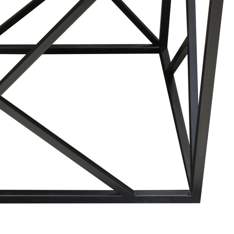Plymouth 18" Square White Marble and Black Metal Accent Table