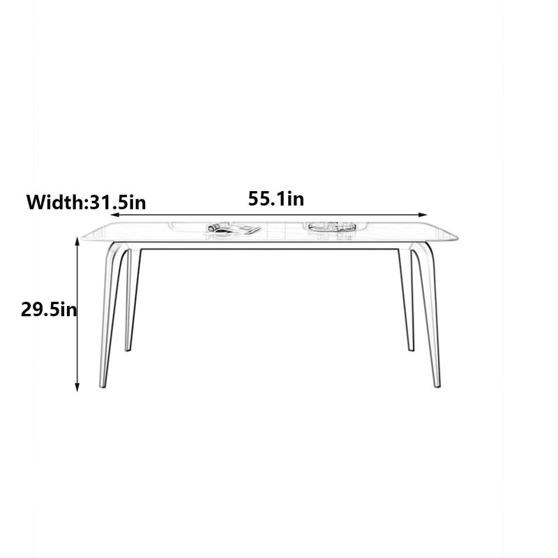 Table Rock moderne minimaliste avec structure en acier, H 29,5 po x L 55,1 po x l 31,5 po 