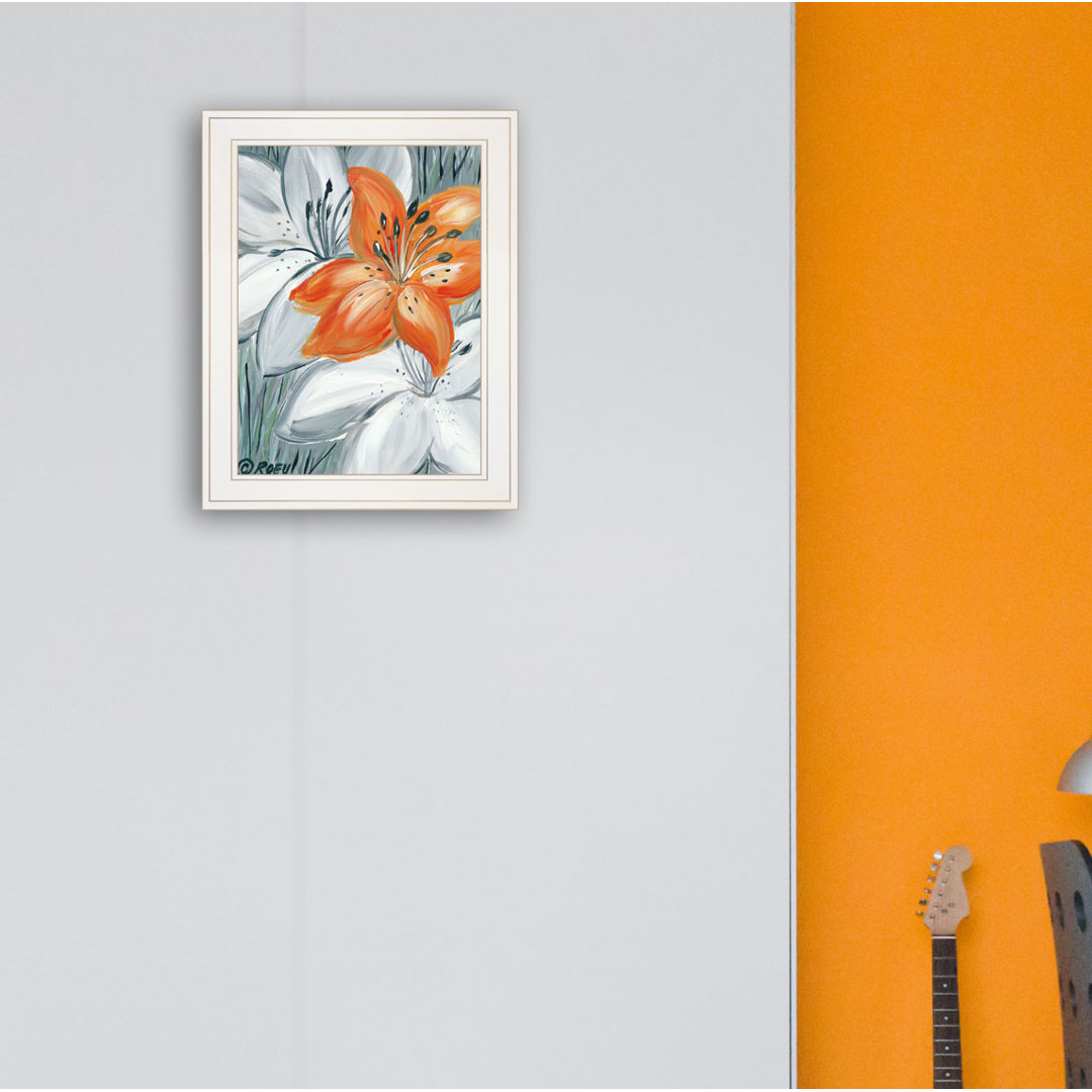 Tiger Lily in Orange Framed Wall Art for Living Room, Home Wall Décor for Bedroom by Roey Ebert Winston Porter