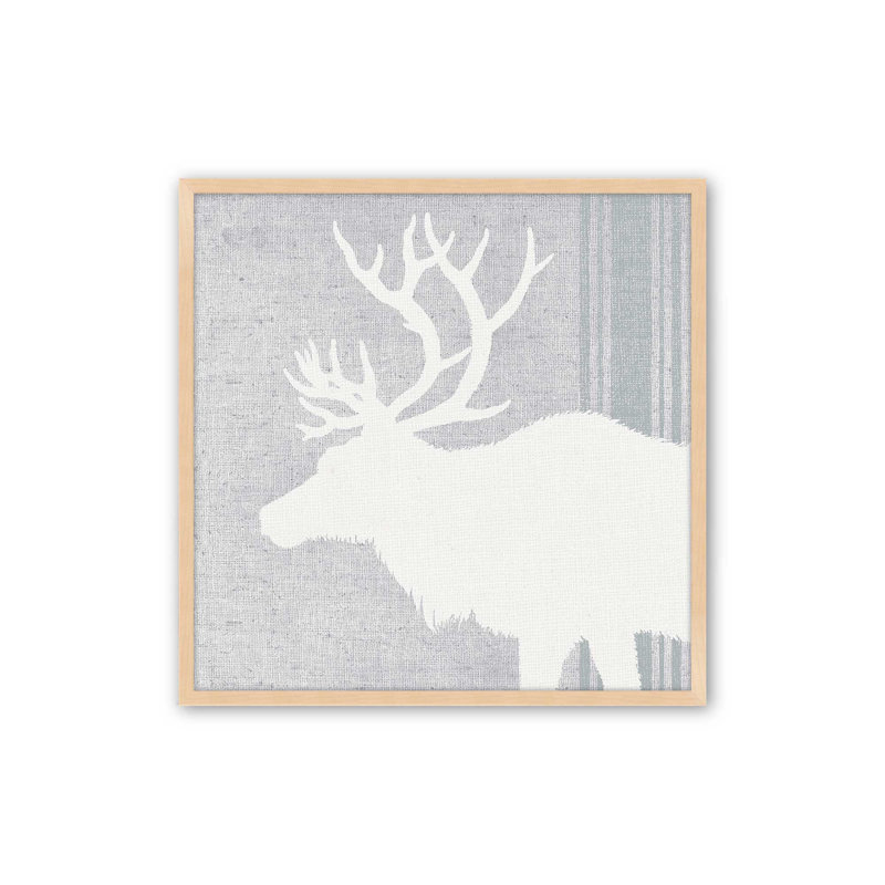 «Antlered Silhouette II», reproduction sur toile, H 21,5 po x l 21,5 po, Cadre en érable brut ouvert