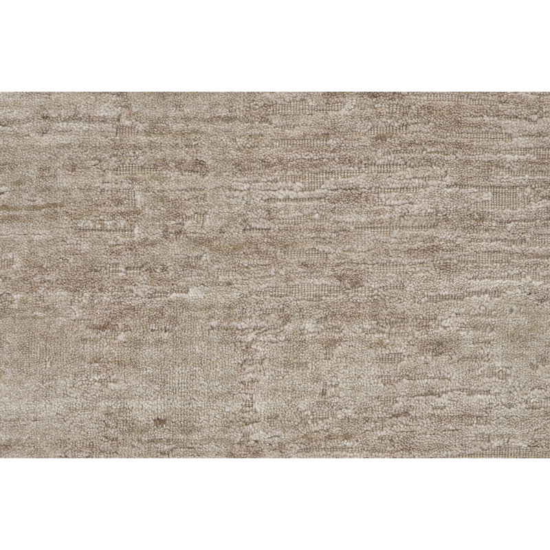 Hand Knotted Area Rug in Taupe/Ivory, Rectangle 6' x 9'