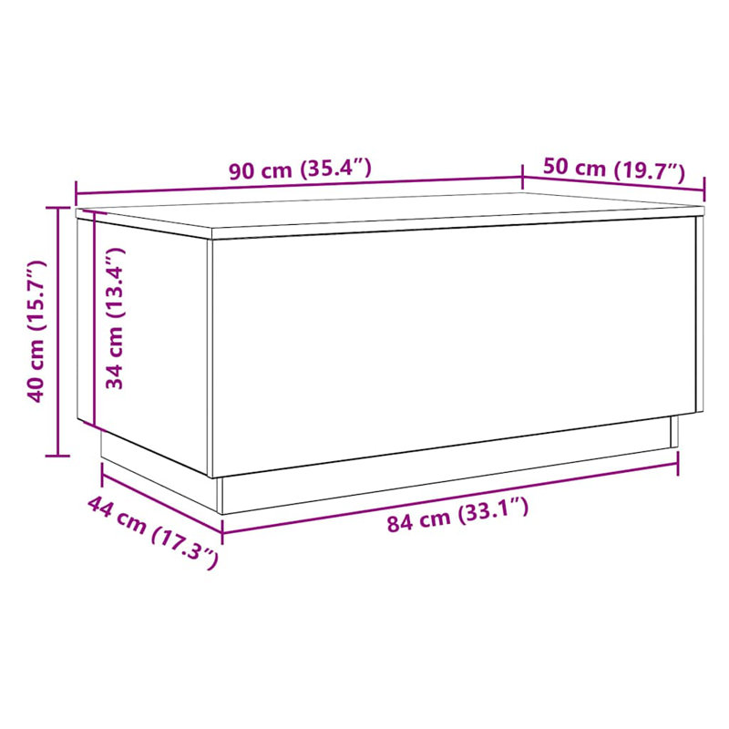 Metro Lane Coffee Table With LED Lights 50x40 Cm
