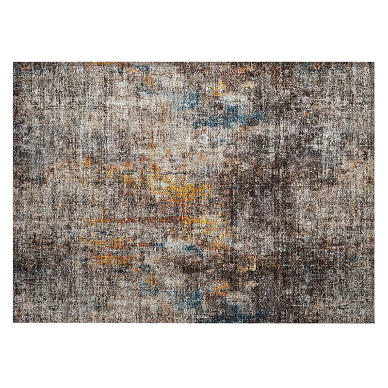 Flatweave Washable Abstract Indoor / Outdoor Rug, Rectangle 1'8" x 2'6"