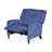 Oversized Textured Fabric Pushback Recliner, Navy Blue and Dark Brown