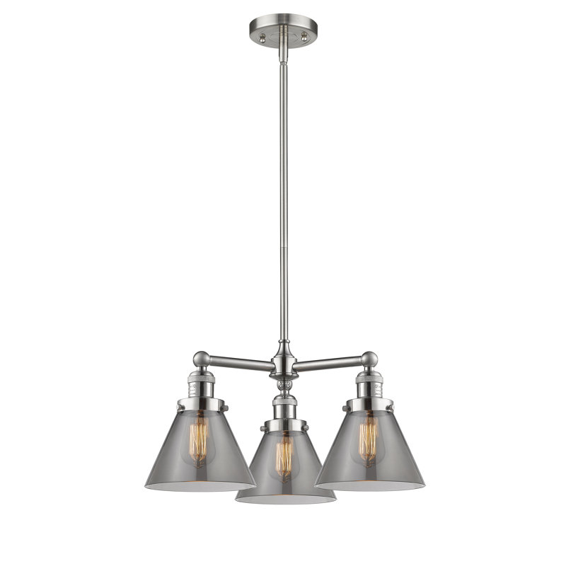 Lustre classique/traditionnel à 3 lumières Ellison, H 22 po x l 13 po x P 13 po, Nickel satiné brossé