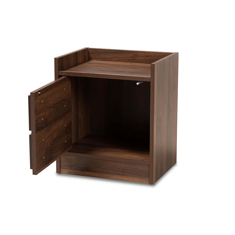 Table de chevet 1 porte Caden Cassidi, Noyer brun