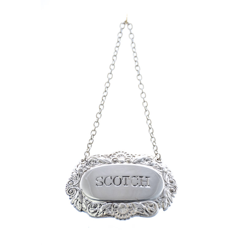 Decanter Label, Scotch, Shell and Scroll