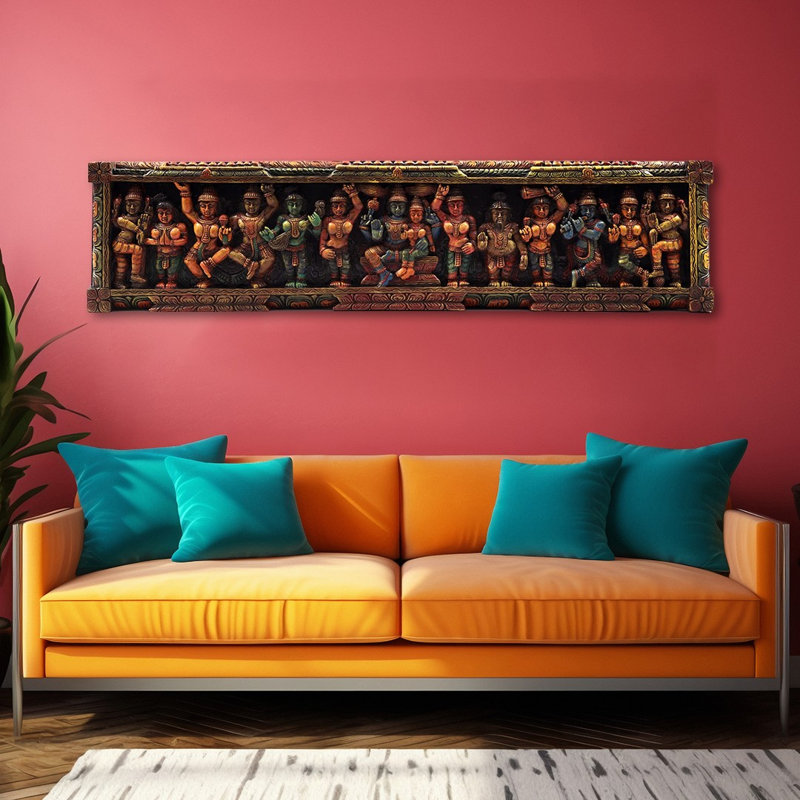 Panneau mural en bois sculpté à la main Shiva Parvati, 48 po, Temple de l'Inde du Sud, soulagement mythologique, art pour le salon et l'espace de méditation