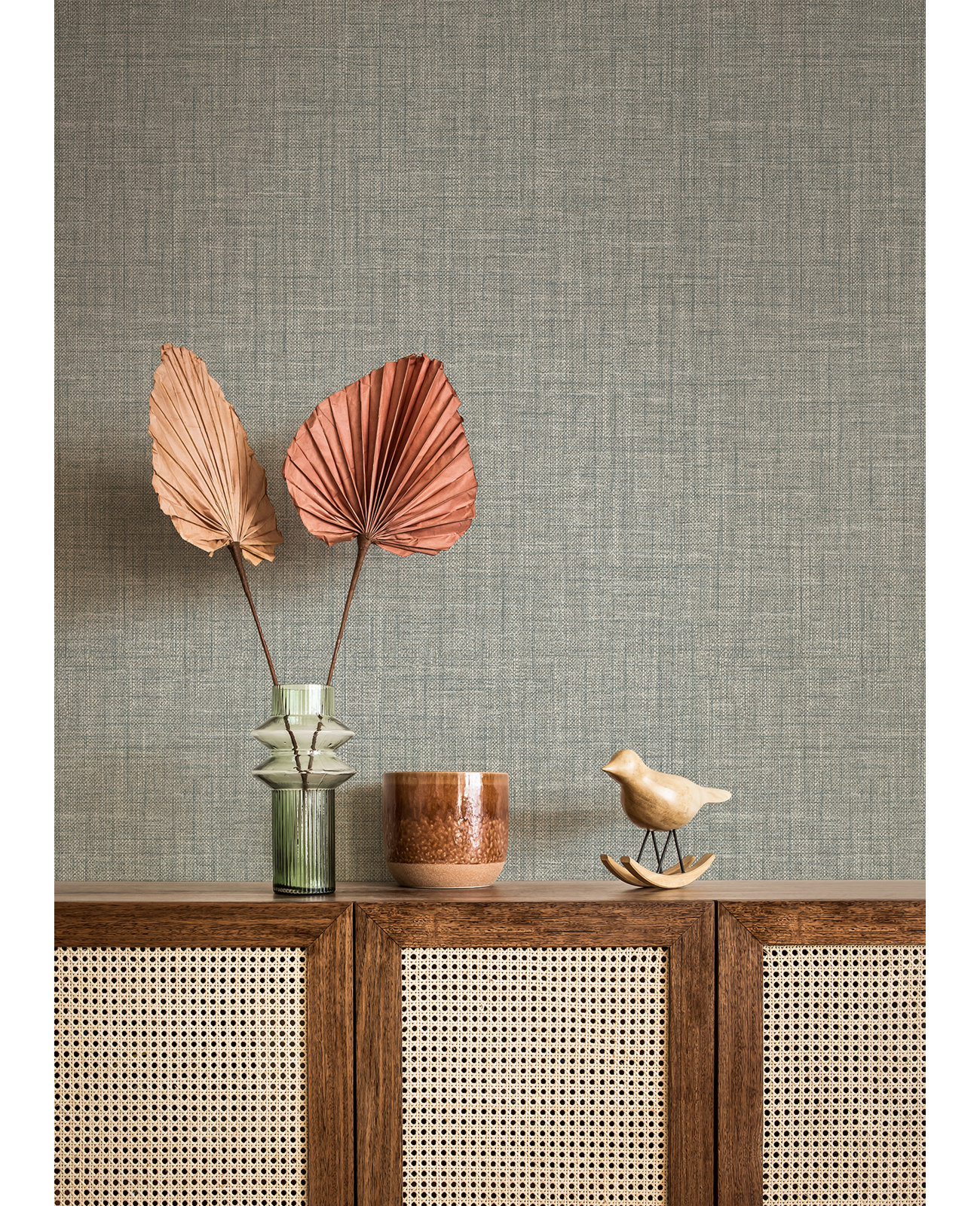 Textured Linen Wallpaper Roll, Stone