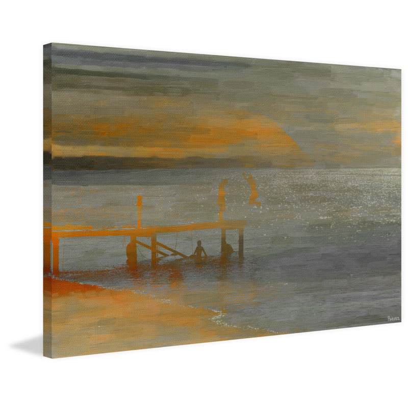 «Lake Time B» par Parvez Taj - peinture sur toile tendue, H 20 po x l 30 po x P 1,5 po