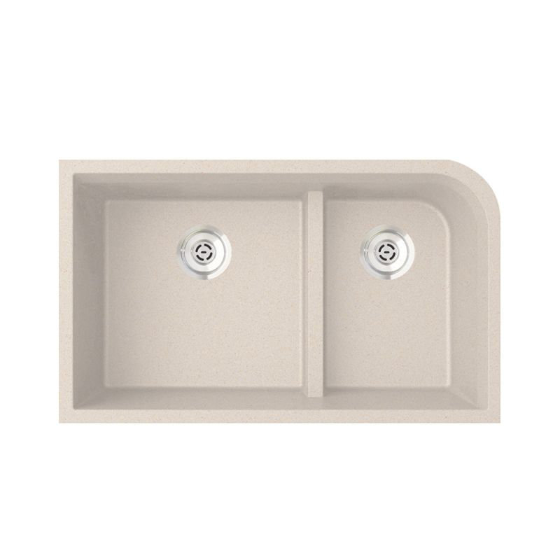 31.875'' L Double Bowl Granite Kitchen Sink, Granito