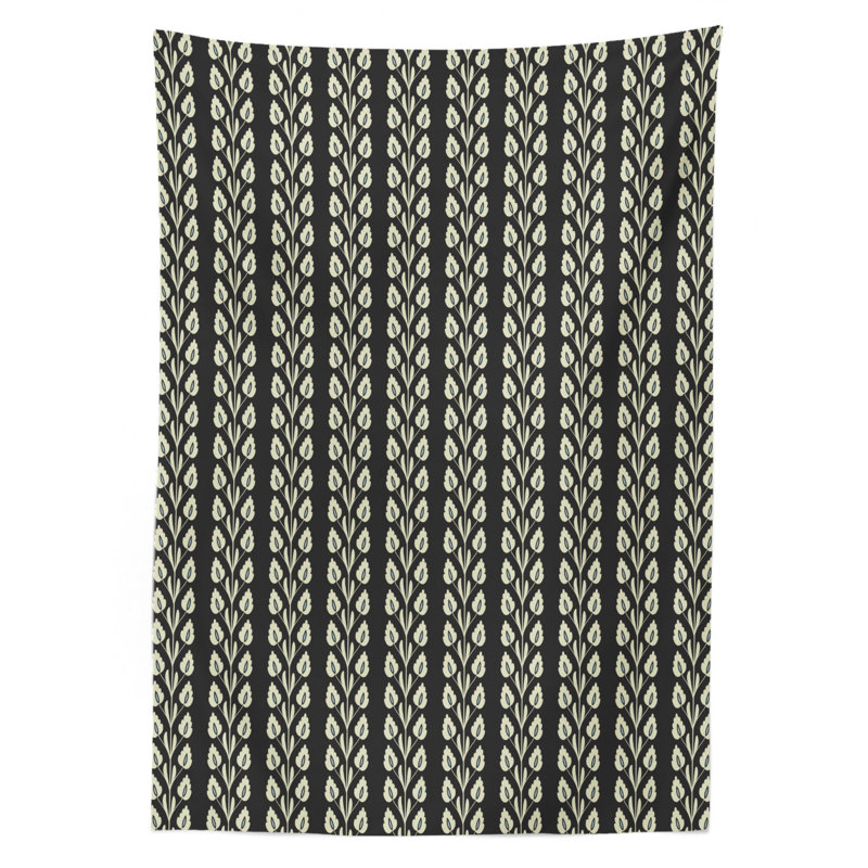 Geometric Tablecloth, 52'' D x 70'' L, Black Floral