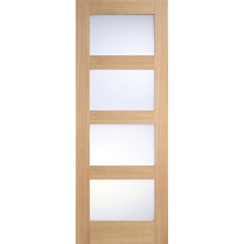 Shaker 4L Frosted Pre-finished Oak Doors, 72.6mm x 204mm