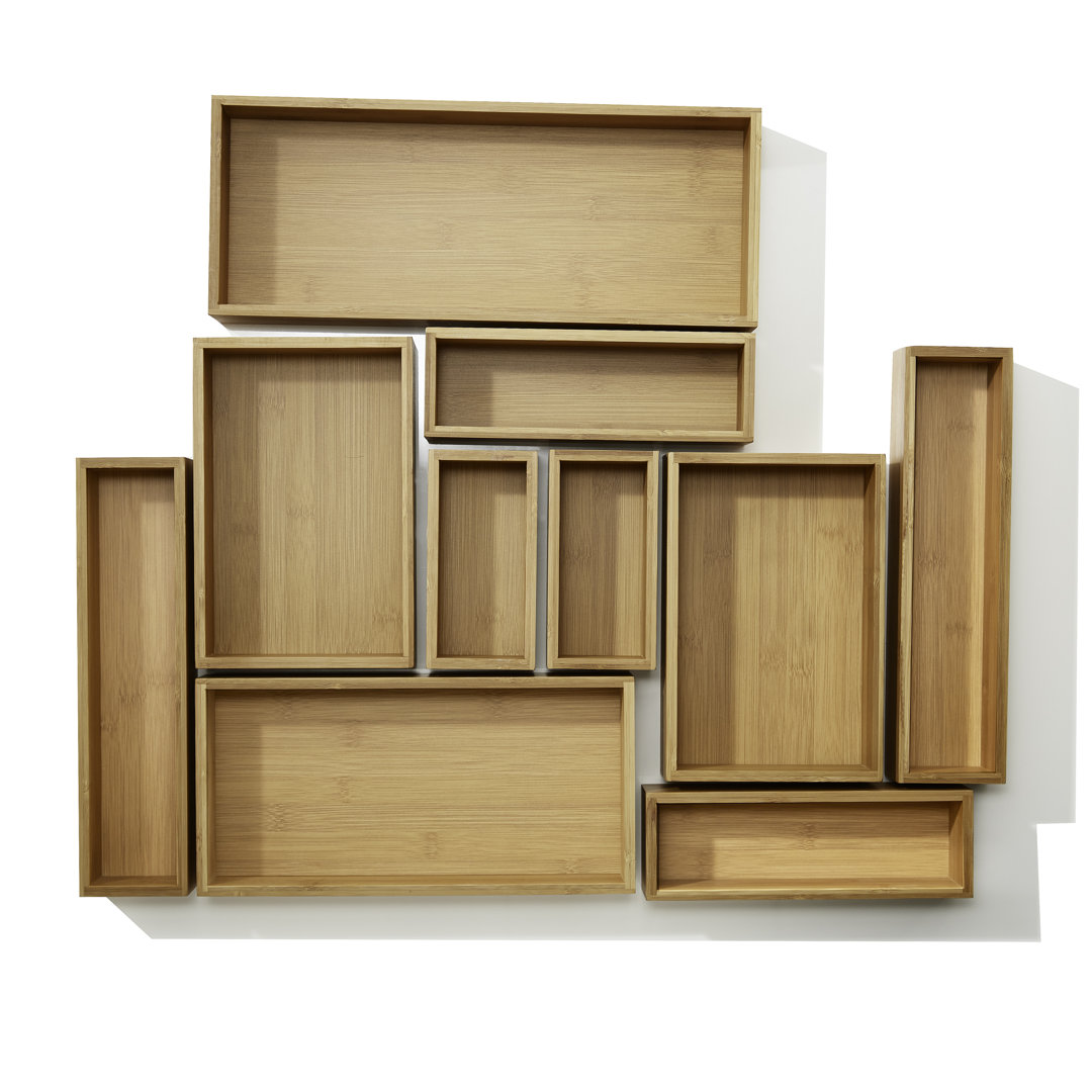 Bamboo Box Drawer Organizer 10-Piece Set Seville Classics