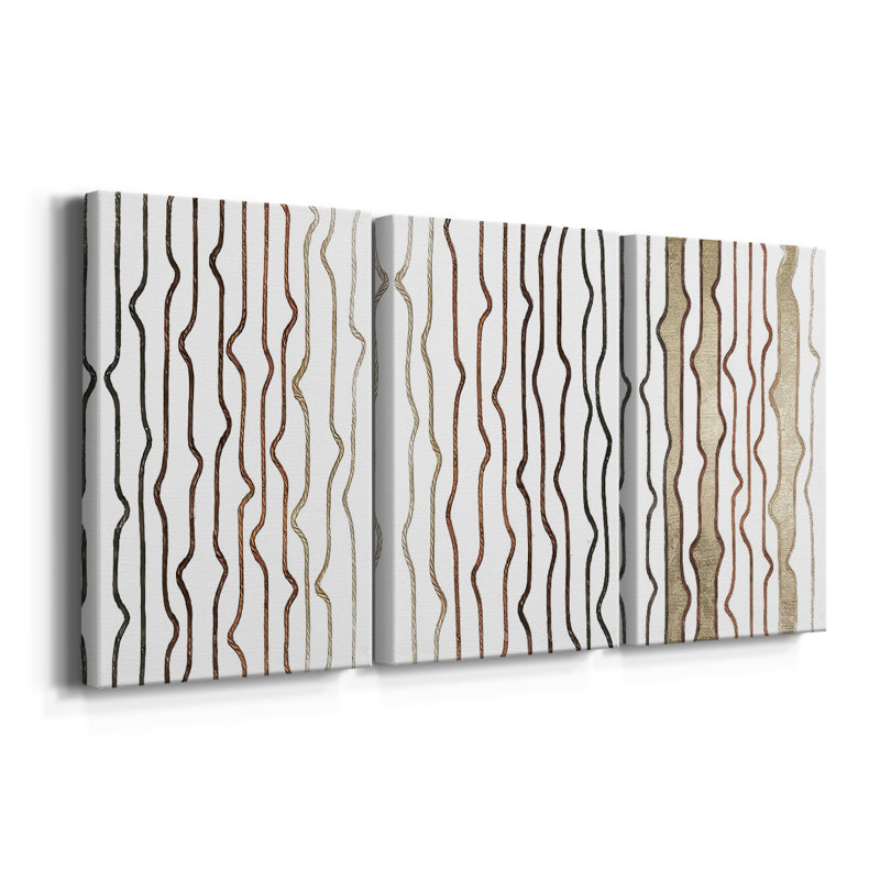 Jagged Flow I - Toile tendue avec châssis sur mesure - 3 pièces, H 60 po x l 120 po