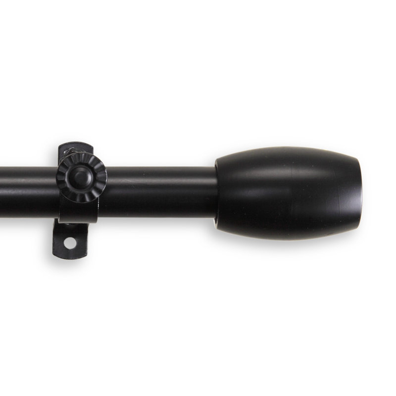 Tringle à rideaux simple quatre faces maymie, Noir, H 2,5 po x l 170 po x P 1,38 po