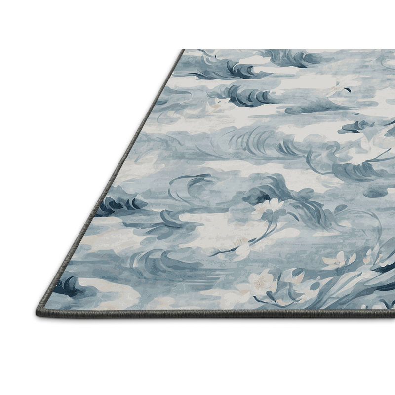 Tapis gris soyeux et moelleux, Rond 3 pi