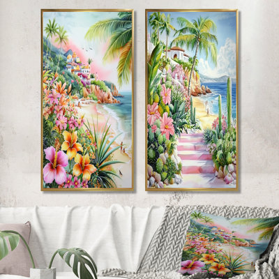 Scène de plage mexicaine à Tulum I - paysages traditionnels, impression d'art mural 2 pièces
