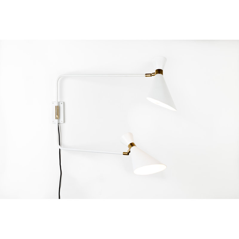 Bras pivotant à 2 lumières Shady, Blanc