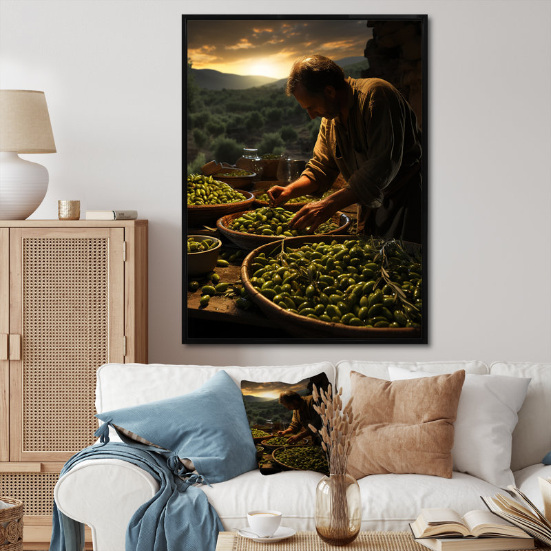 Espagne Espagne Olive Harvest II - impression, H 20 po x l 12 po x P 1 po, Cadre flottant noir