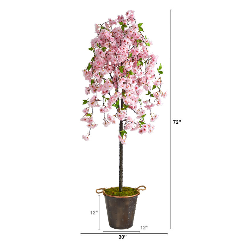 Cerisier en fleurs 72 po dans un vase décoratif