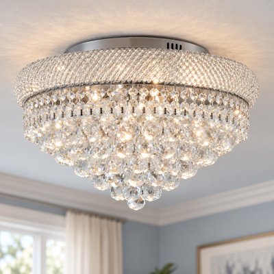 5-Light Crystal Chandelier Silver Flush Mount Ceiling Light Fixture Modern Chandeliers For Dining Room Living Room Bedroom