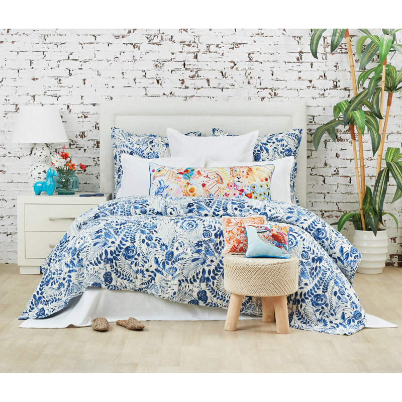 Animal Kingdom Lion Blue Multicolor Cotton Throw Pillow Cover and Insert Set