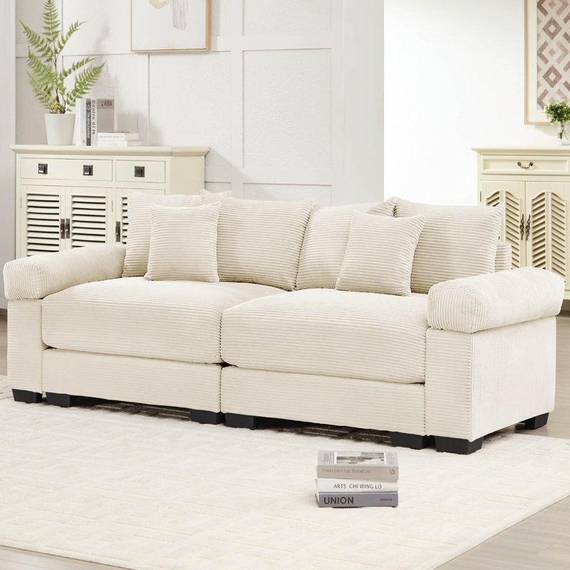 82.6" Oversized Modular Corduroy Sofa, Beige