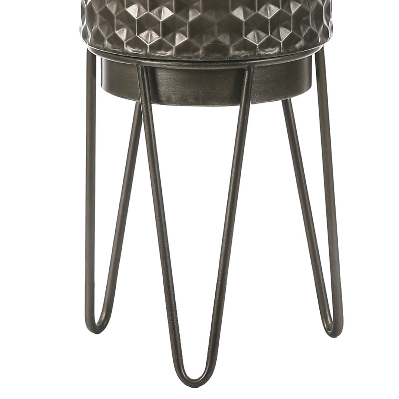 Ensemble de 2 pots à fleurs en métal avec support Adalid