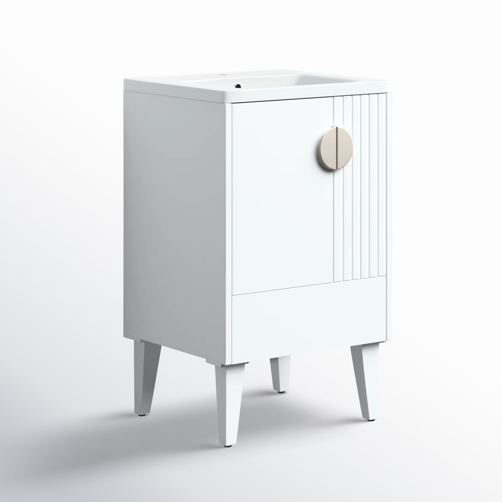 Saimah 20'' Single Bathroom Vanity, White Matte, Satin Nickel