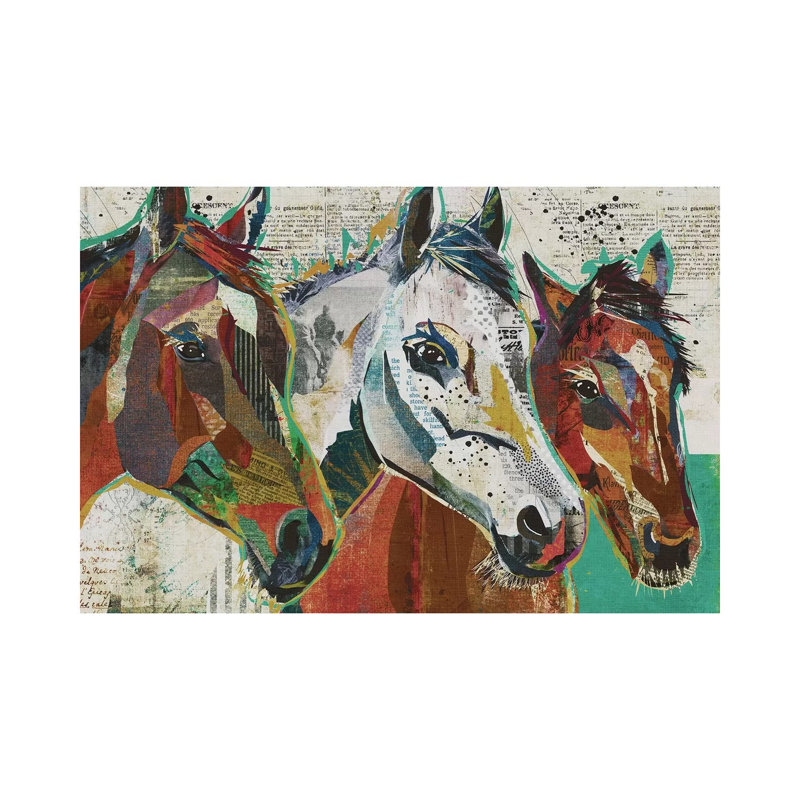 3 Horses by Traci Anderson - Painting on Canvas, Wrapped Canvas, 66.04cm H x 101.6cm W x 1.91cm D