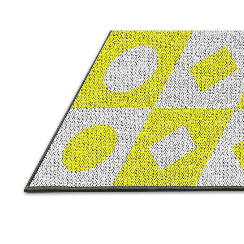 Tapis jaune géométrique, Rectangle 5 pi x 7 pi