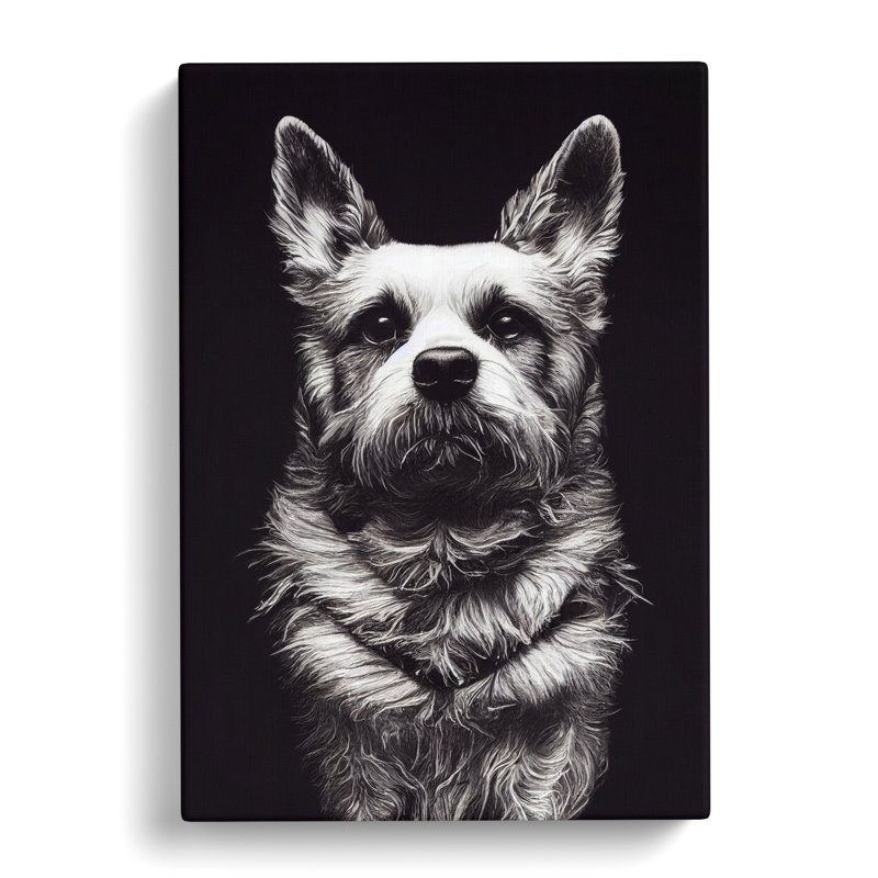 Monochrome Dog Portrait No.2 - Wrapped Canvas Print, 50cm H x 35cm W x 3cm D