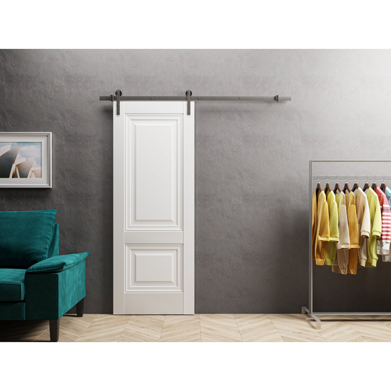 Porte de grange robuste | Lucia 8831 soie blanche | Ensemble de quincaillerie lourde 6,6 pi | Portes intérieures solides