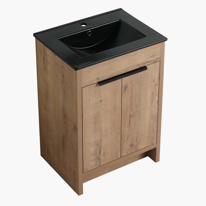 Ensemble de meuble-lavabo simple 24 po Autiana, Imitation chêne