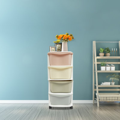 4 Drawer Storage Drawer with Wheels