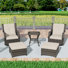 5 Pieces All-Weather Wicker Patio Swivel Rocker Conversation Set With Ottomans & Side Table