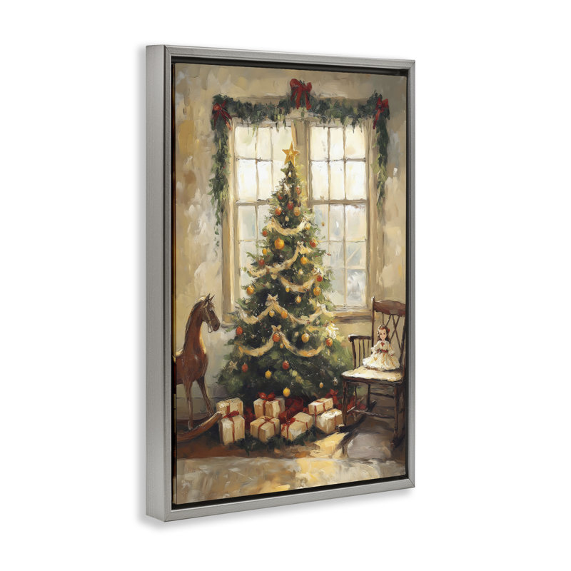 Cadre flottant de Noël pour fenêtre, design par Petal Prints Design, H 31 po x l 21 po, Cadre flottant gris lustré