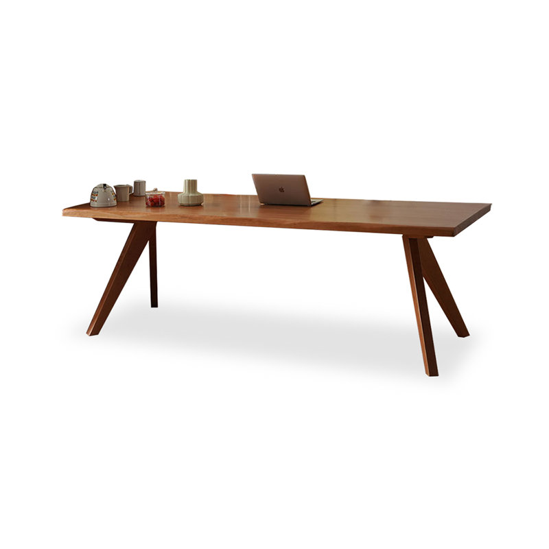 Table de salle à manger rectangulaire en bois massif brun, H 29,53 po x L 86,61 po x l 35,43 po