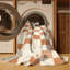 Machine Washable Checkered Beige Area Rug-824686916