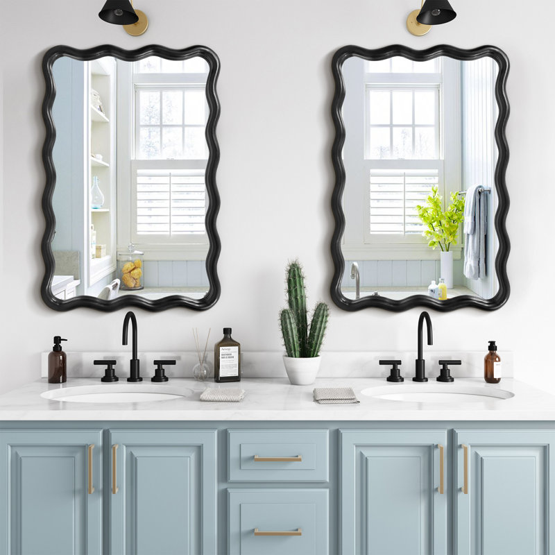 Chepachet Solid Wood Rectangle Mirror, 36" x 24", Black