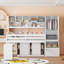 Lit mezzanine en bois avec rangement sous le lit et tiroirs avec tablettes
