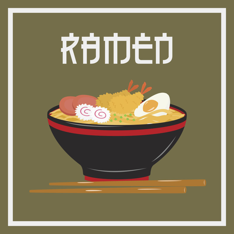 Japanese Ramen Noodle by AzuAya25 - Wrapped Canvas Print, 30cm H x 30cm W