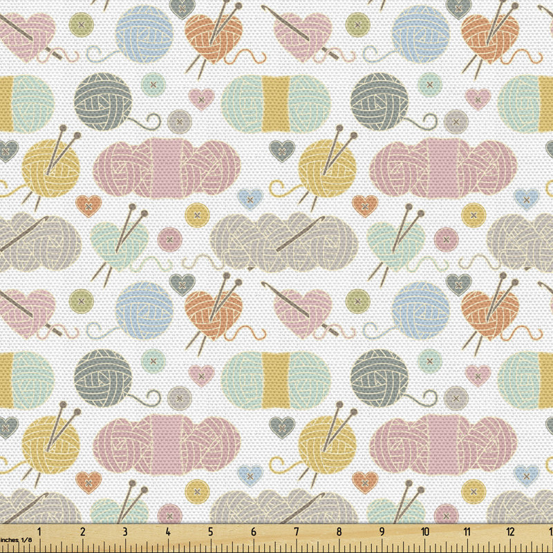 Cherye Knitting Needles Yarn Ball of Wool Crochet Hooks Illustration Multi-Purpose Fabric